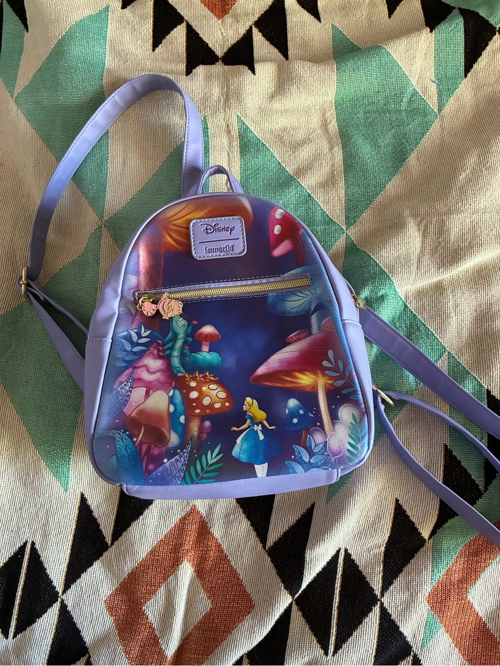 Loungefly Alice In Wonderland, great condition, purple Cheshire Cat Backpack